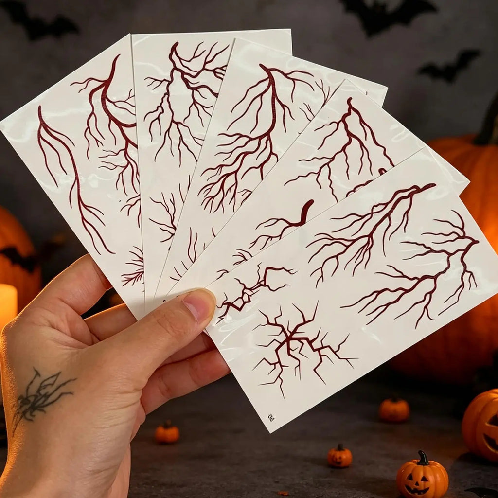 10-Pack Halloween Vein Temporary Tattoo Stickers | Body Art Temporary Tattoo Stickers QXL