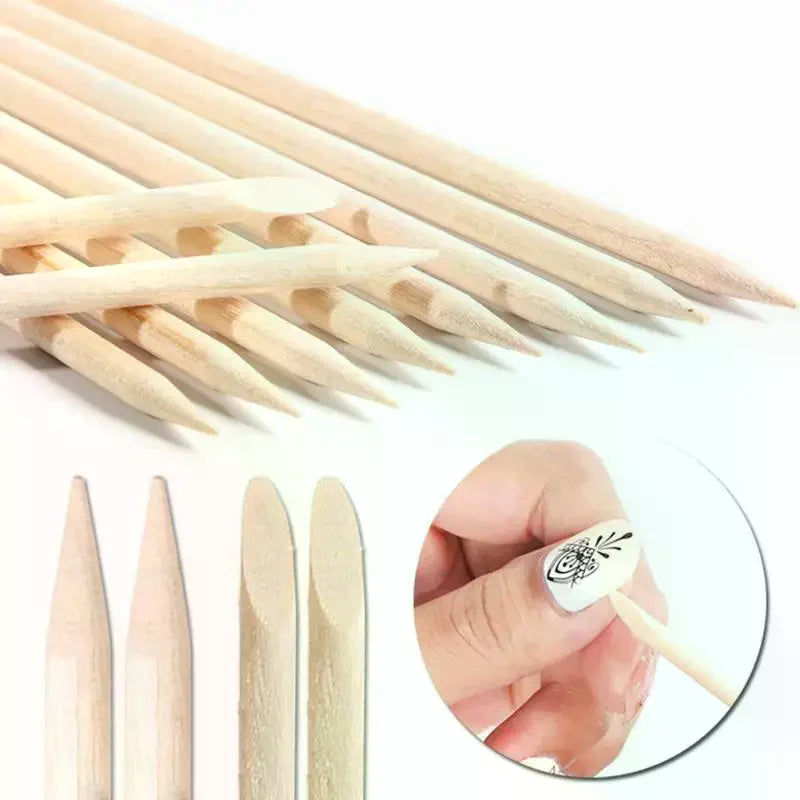 100-Pack Dual-Tip Wood Cuticle Sticks | Manicure Tool Set Wood Cuticle Sticks QXL Default Title