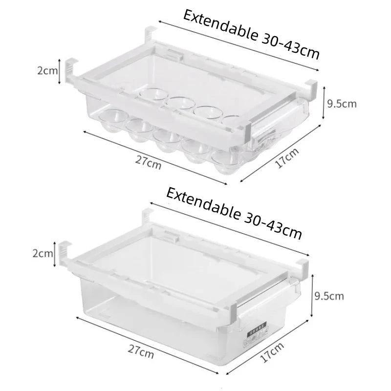Transparent Fridge Under-Shelf Drawer Organizer Box Fridge Drawer Organizer QXL