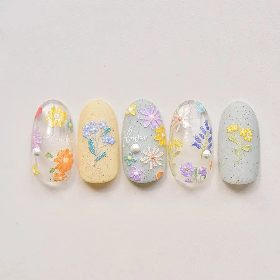 5D Wildflower Nail Art Stickers | Floral Transfer Decals Nail Art Stickers QXL