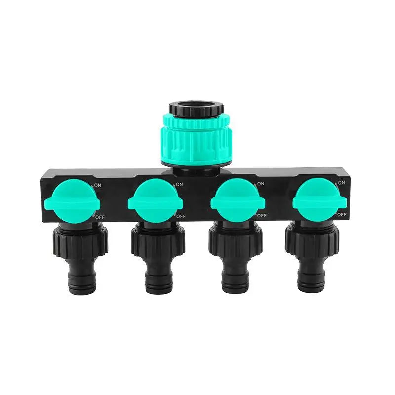 4-Way Garden Hose Splitter | 1 In 4 Out Water Divider & Valves Garden Hose Splitter QXL blue