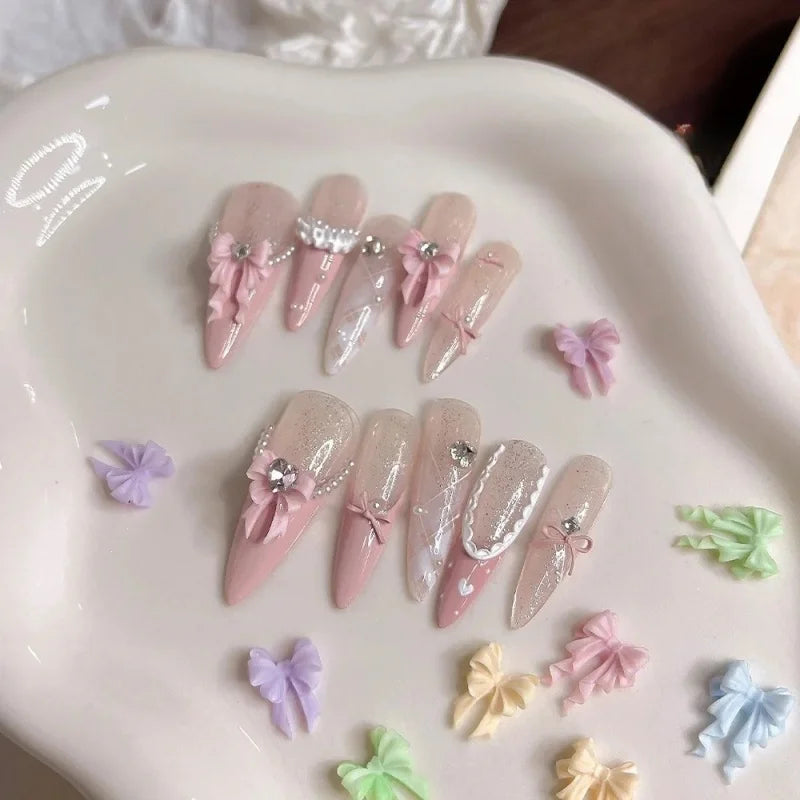 20-Pc 3D Resin Ribbon Bow Nail Charms | Japanese Nail Art Decor Nail Art Charms QXL