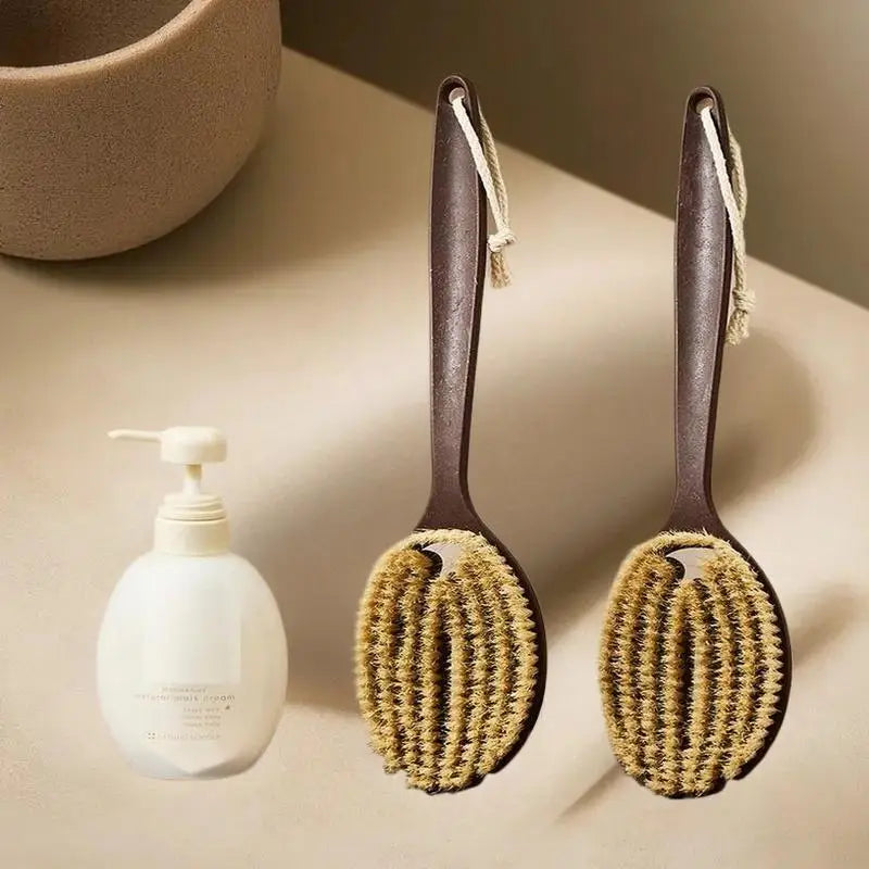 Long-Handle Bath Brush | Soft Boar Bristle Body Scrubber Bath Body Brush QXL