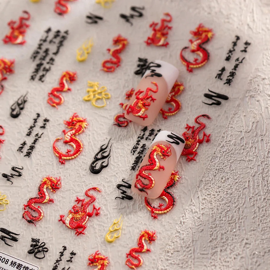 Chinese Dragon 5D Nail Art Stickers | Mythology Nail Decals Nail Art Stickers QXL