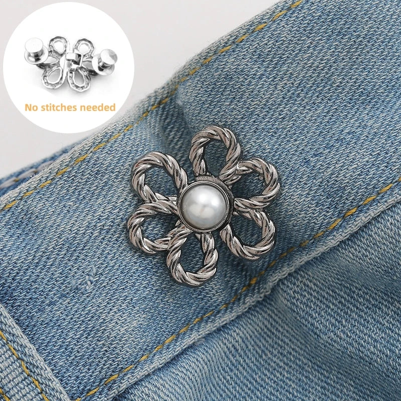 2-Pack Flower Print Adjustable Waist Buttons for Jeans & Pants Waist Adjuster Button QXL 2pcs 30mm