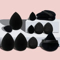 12-Pc Makeup Sponge Blender Set | Puffs, Headband & Wristband Makeup Sponge Set QXL B- 12Pcs Black