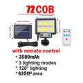 Solar Motion Sensor Wall Light 72/100 COB | Remote Control Solar Wall Light QXL 72COB