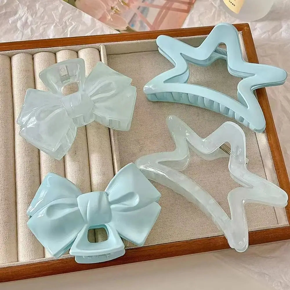 Star Bow Shark Hair Clip | Acrylic Jelly Color Hairpin Hair Clip QXL