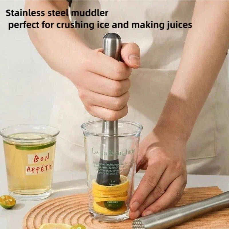 Stainless Steel Cocktail Muddler & Ice Crusher Bar Tool Cocktail Muddler QXL