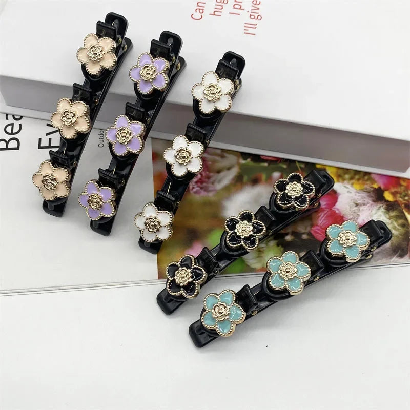 Duckbill Hair Clip | Braided Flower Bangs & Side Clip Hair Clip QXL