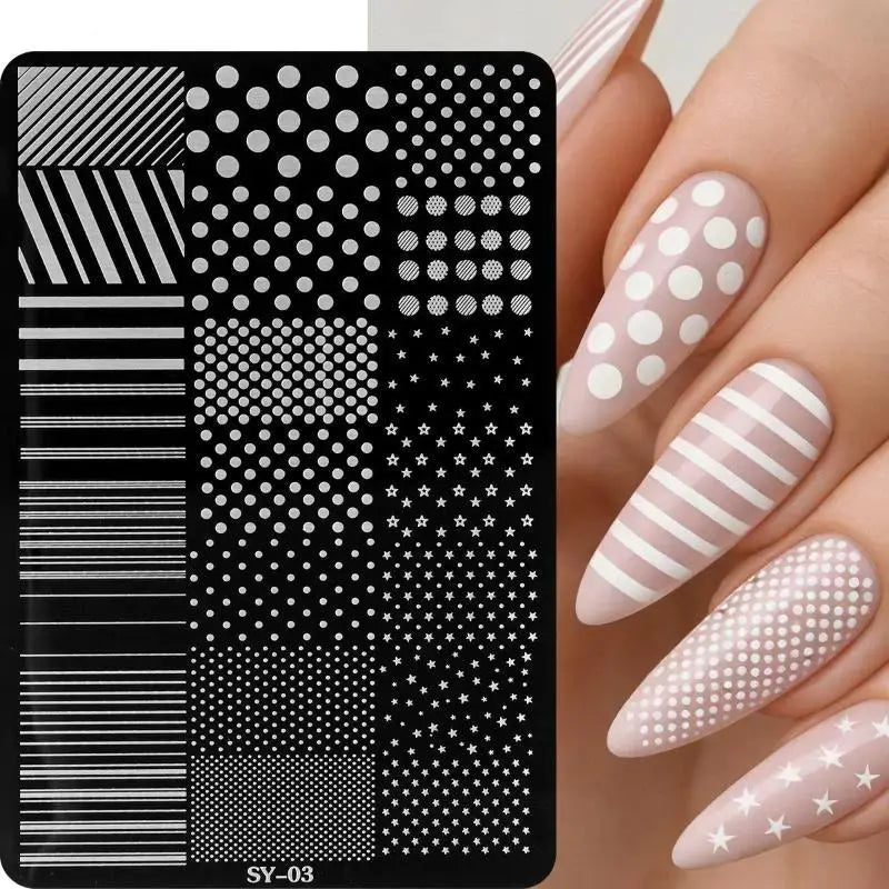Stainless Steel Nail Art Stamping Plate – Dots & Lines Nail Stamping Plate QXL