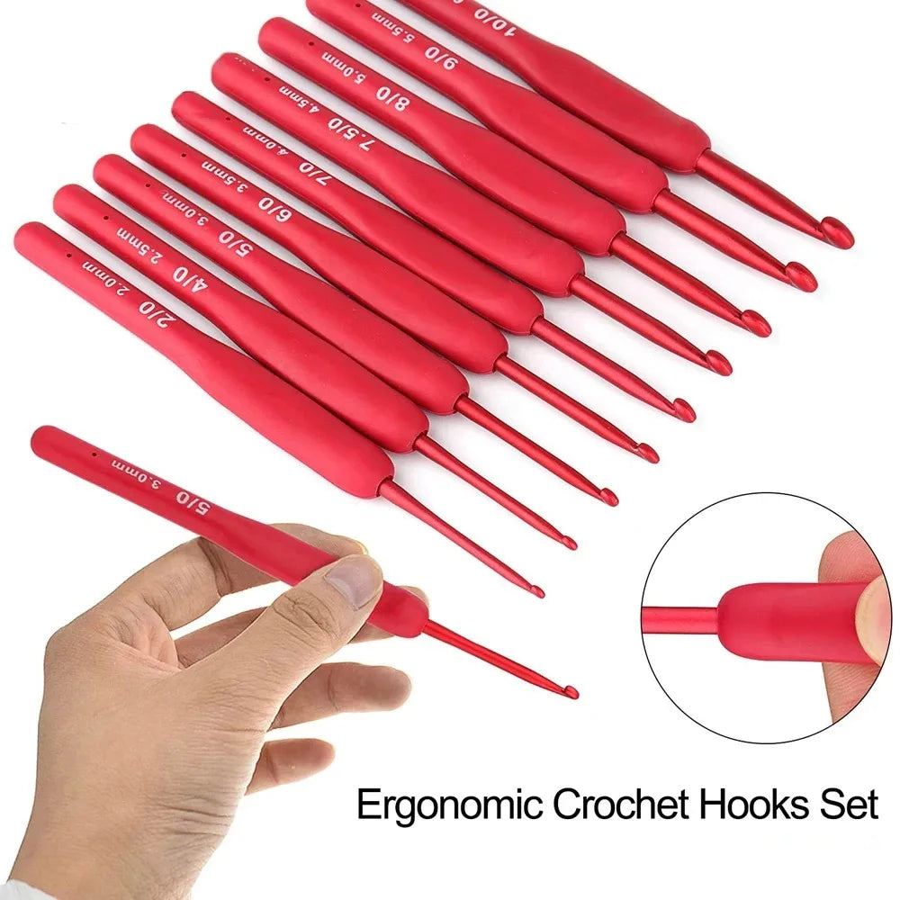 30-Piece Aluminum Crochet Hook Set | Ergonomic Silicone Handles Crochet Hook Set QXL