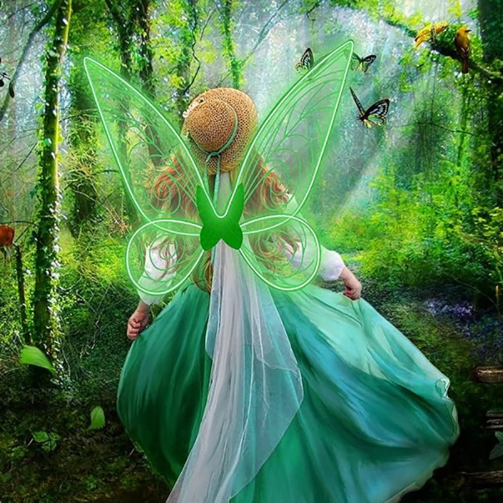 Girls Light-Up Butterfly Fairy Wings | Rainbow Princess Costume Fairy Wings Costume QXL