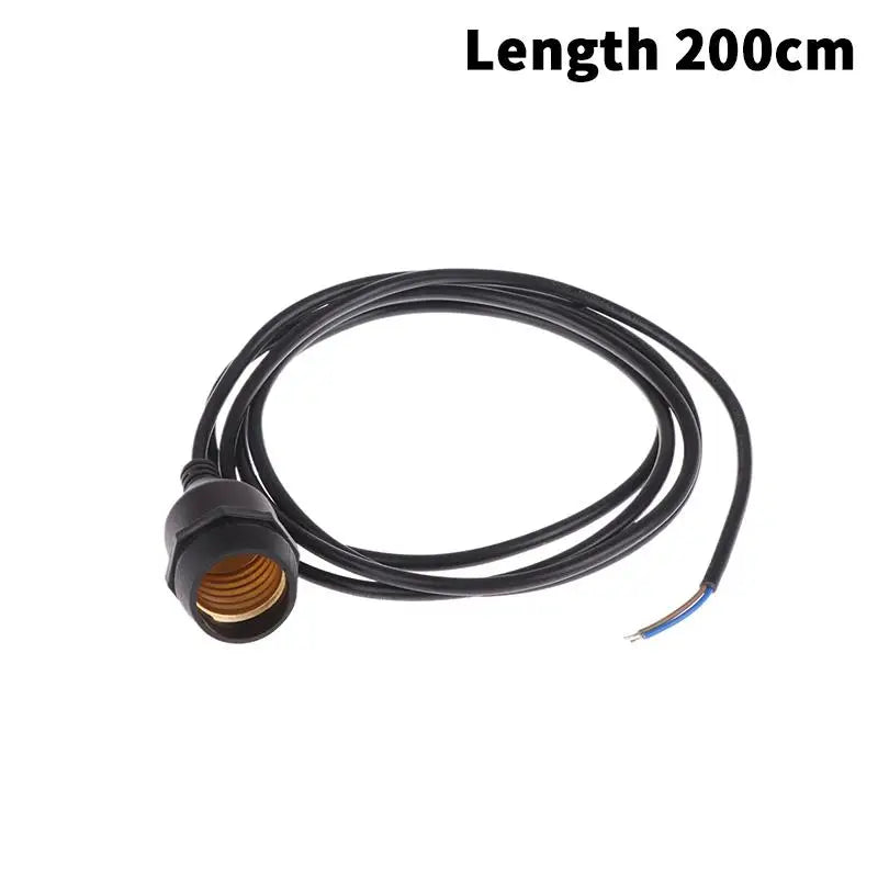 Waterproof E27 Lamp Holder with Power Cord | 220V Industrial Socket Lamp Holder Socket QXL Black 2M