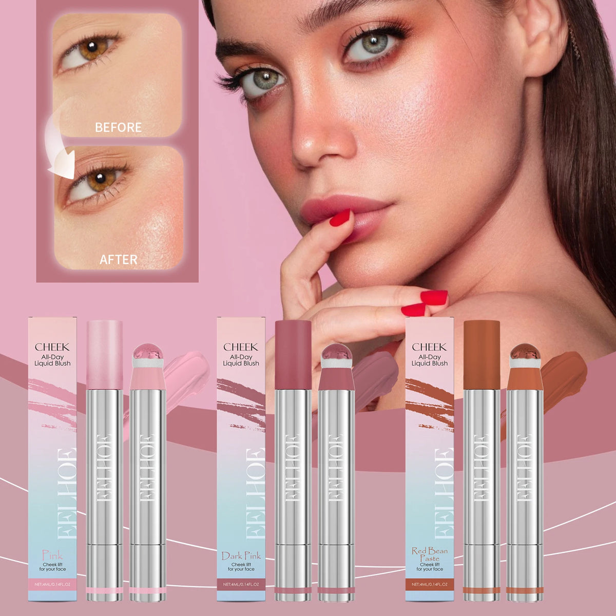 Eelhoe Liquid Blush Stick | Velvet Matte 2-in-1 Lip & Cheek Liquid Blush Stick QXL