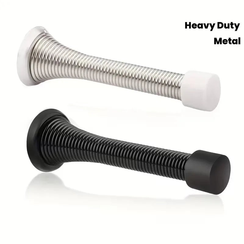 Heavy-Duty Spring Door Stopper 85mm – Anti-Pinch Brushed Metal Spring Door Stopper QXL