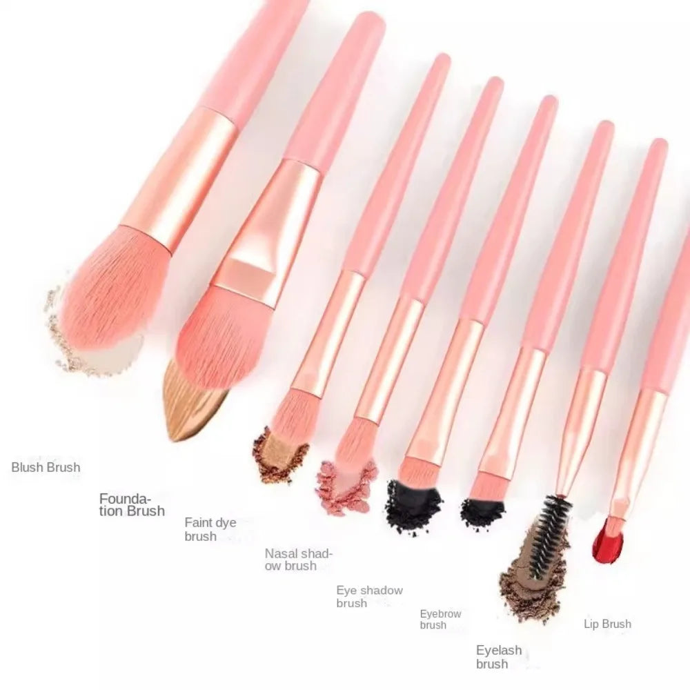 8-Piece Soft Synthetic Makeup Brush Set with Travel Bag Makeup Brush Set QXL