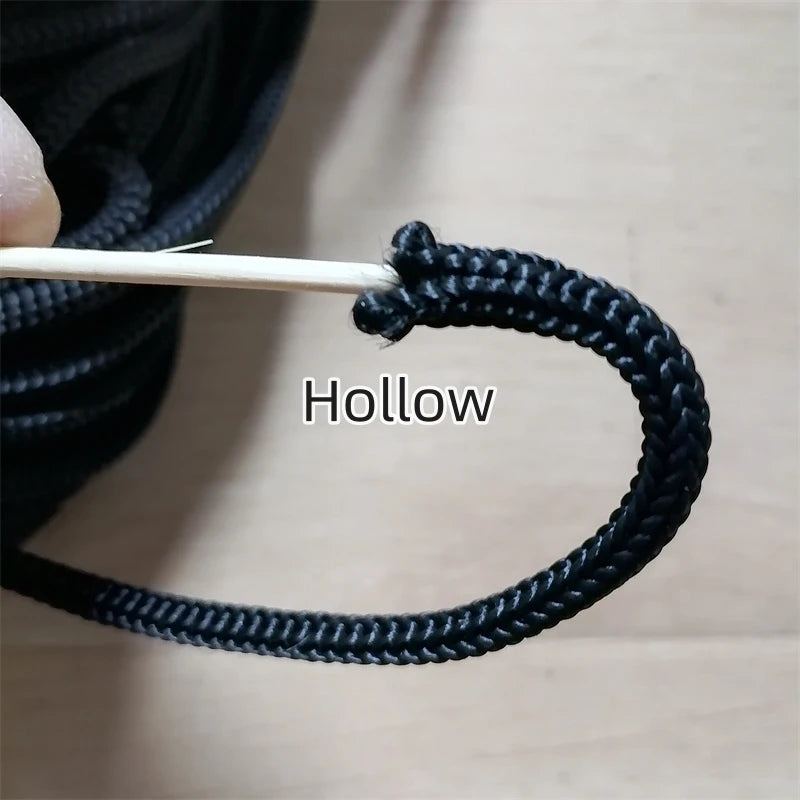 5/6mm Braided Nylon Cord 50m | Black & White DIY Drawstring Rope Braided Craft Cord QXL