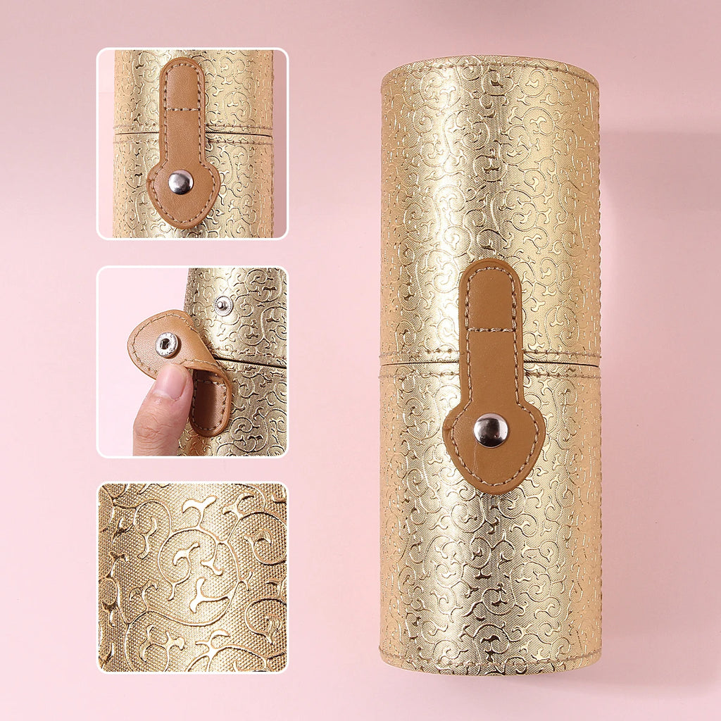 KOSSHOW Gold Makeup Brush Holder – Dustproof Large Brush Pot Makeup Brush Holder QXL