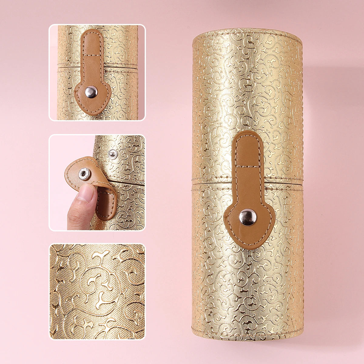 KOSSHOW Gold Makeup Brush Holder – Dustproof Large Brush Pot Makeup Brush Holder QXL