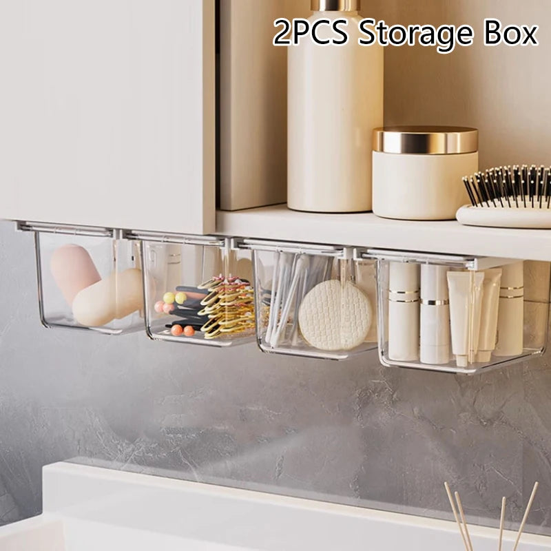 2-Pack Clear Plastic Makeup Organizer Boxes | Desk Storage Makeup Organizer Box QXL
