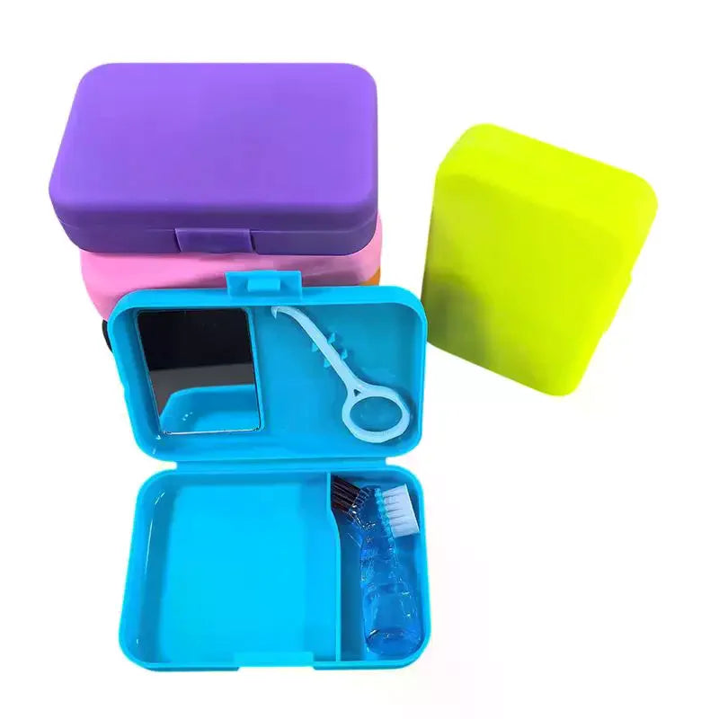Travel Dental Retainer Case | Denture Brush & Brace Extractor Kit Dental Travel Kit QXL