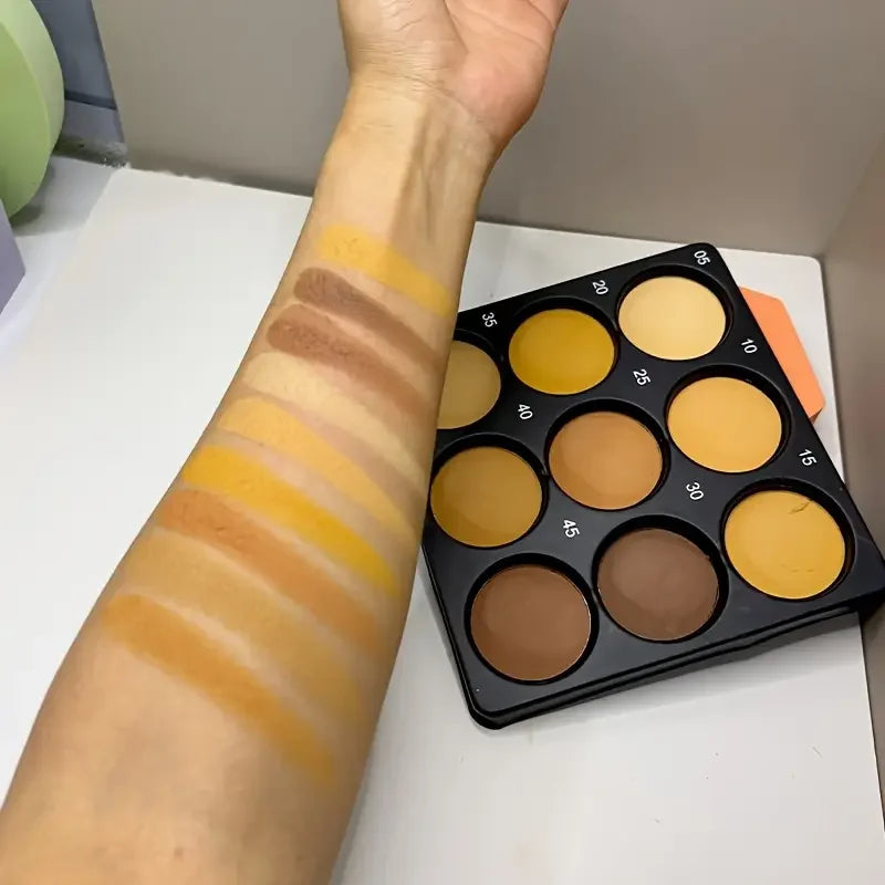 9-Color Dark Bronze Contour & Foundation Palette | Matte Finish Foundation Contour Palette QXL
