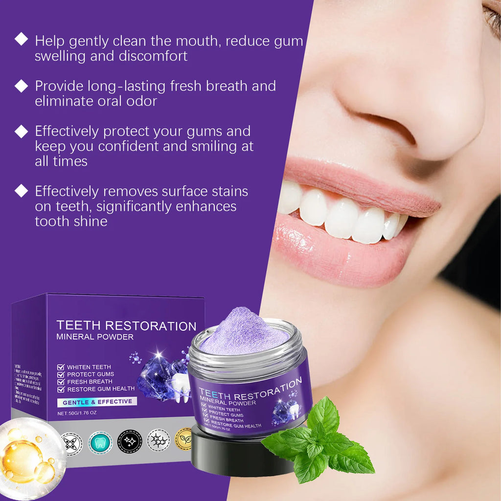 Purple Mineral Tooth Powder – Whitening & Fresh Breath 50g Whitening Tooth Powder QXL