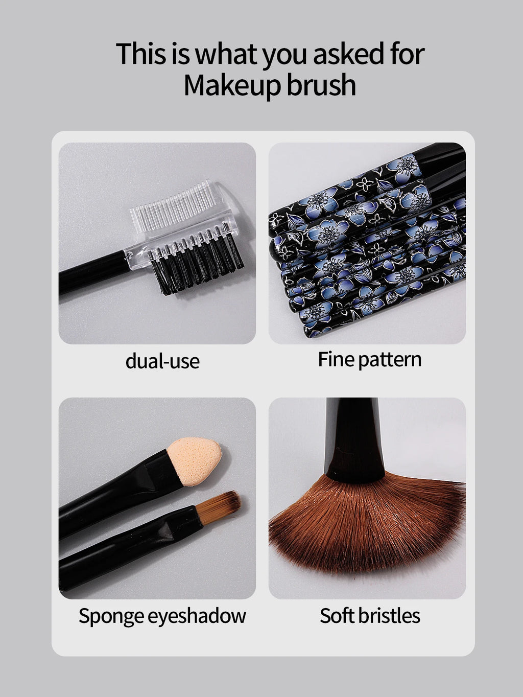 KOSSHOW 10-Pc Blue Leopard Makeup Brush Set | Kabuki & Powder Makeup Brush Set QXL