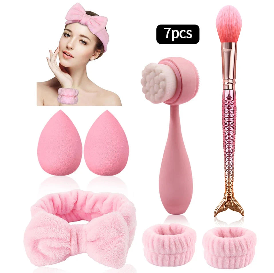 KOSSHOW 7-Piece Makeup Brush & Beauty Sponge Set Makeup Brush Set QXL 7pcs