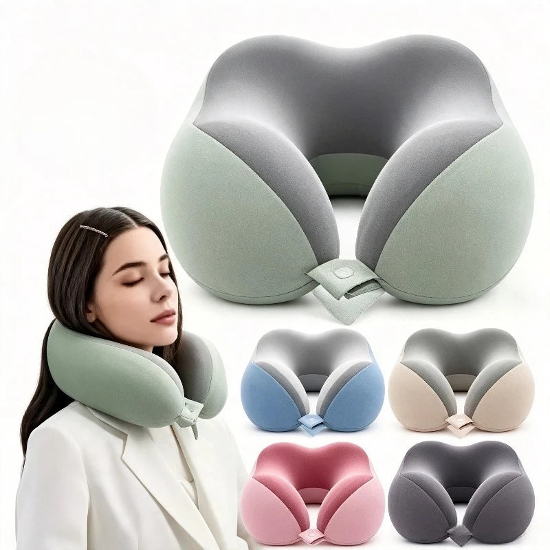 U-Shaped Memory Foam Travel Neck Pillow | Airplane & Office Travel Neck Pillow QXL
