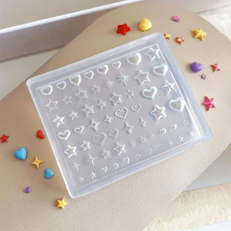 3D Heart Star Pentagram Silicone Nail Art Mold | DIY Charms Silicone Nail Mold QXL