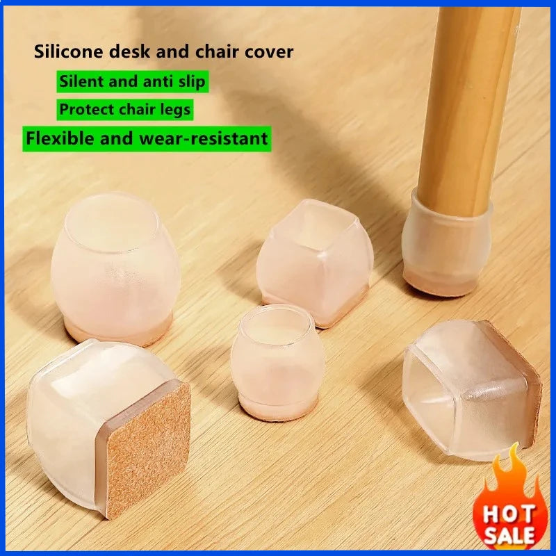 16-Pack Silicone Chair Leg Floor Protectors with Felt Pads Furniture Leg Caps QXL