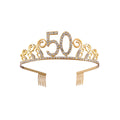 Gold Rhinestone Tiara Crown | 50th Birthday Hair Comb Birthday Tiara Crown QXL Default Title