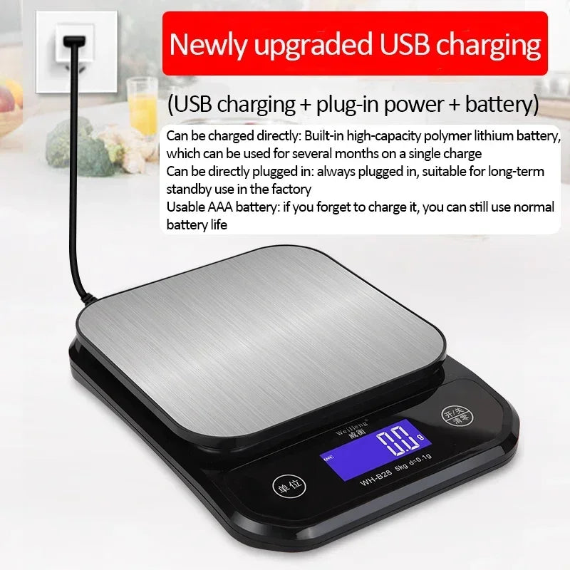 Digital Kitchen Scale USB Waterproof LCD | Grams & oz Digital Kitchen Scale QXL