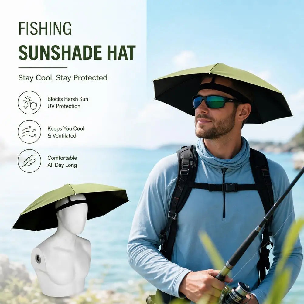 Foldable Hands-Free Umbrella Hat | Sun & Rain Outdoor Cap Umbrella Hat QXL