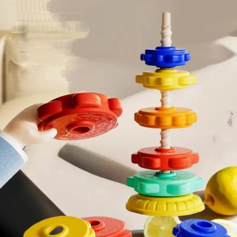 Montessori Rainbow Stacking Spinning Tower Toy | Kids Gift Montessori Stacking Toy QXL