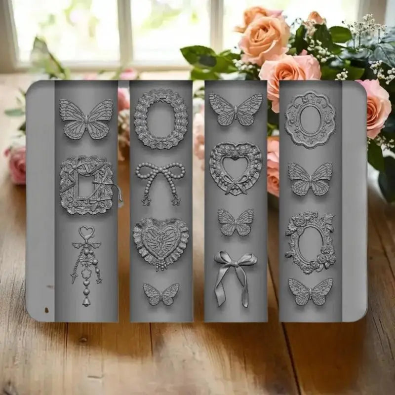 3D Silicone Nail Art Mold | Bow Strawberry Baroque Design Silicone Nail Mold QXL