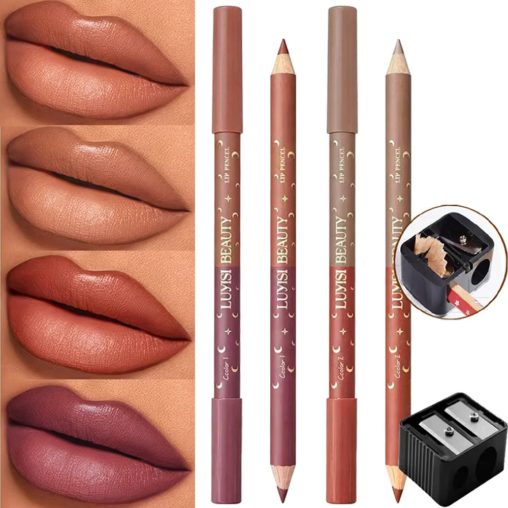3-Piece Lip Liner Set – 2 Double-Tip Liners + Sharpener Lip Liner Set QXL