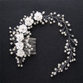 Bridal Pearl Hair Comb | Handmade Flower Wedding Accessory Bridal Hair Comb QXL A