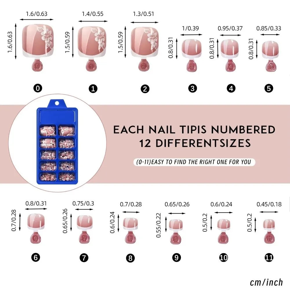 120-Pc Nude Pink Butterfly Press-On Toe Nails | Short Square Press-On Toe Nails QXL