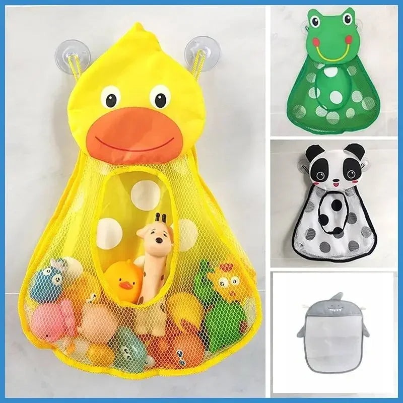 Kids Bath Toy Storage Bag | Cartoon Suction Cup Mesh Organizer Bath Toy Organizer QXL