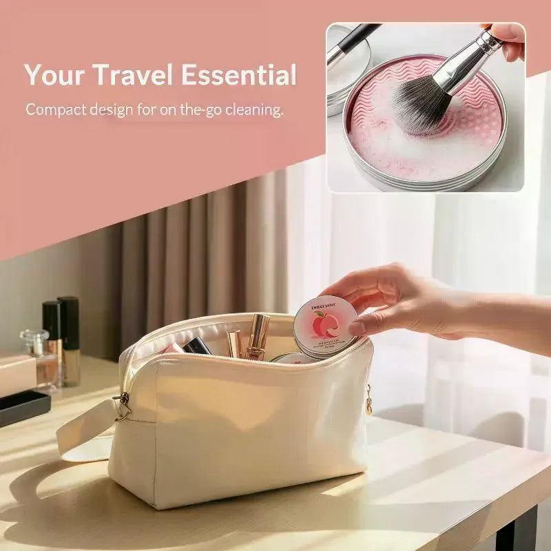 Makeup Brush Cleaning Soap with Silicone Pad | Portable Brush Cleaning Soap QXL