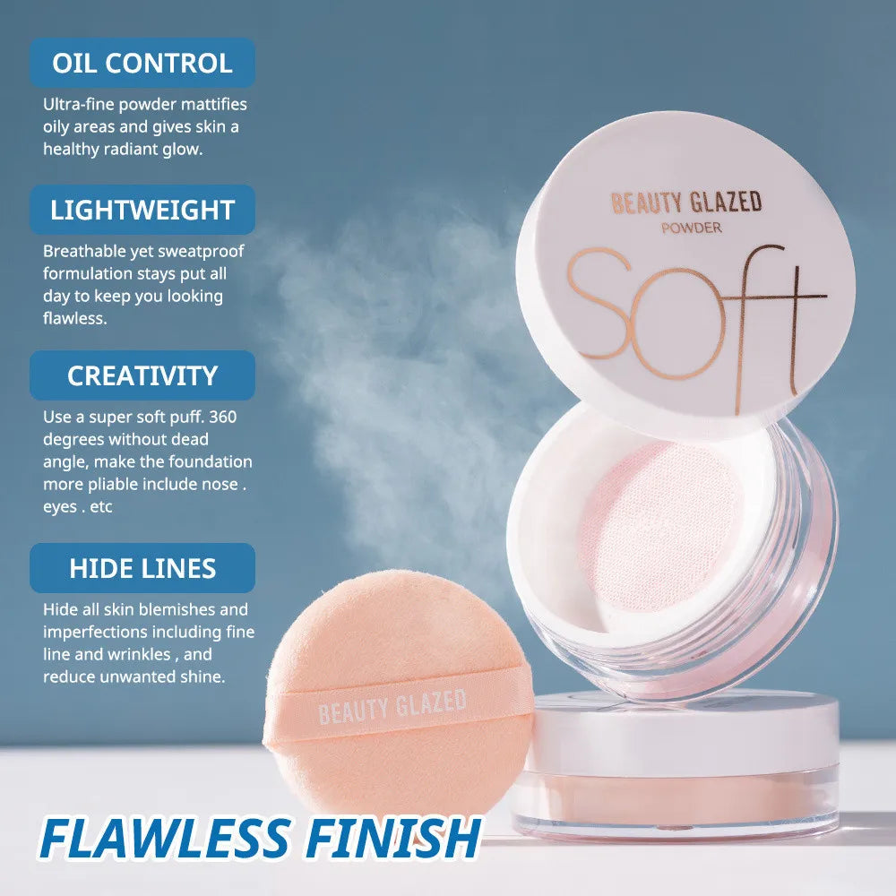 Beauty Glazed Pink Loose Setting Powder – Matte Oil Control Loose Setting Powder QXL