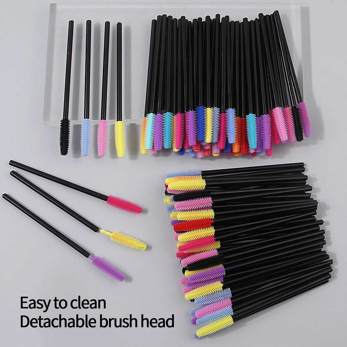 100-Pack Silicone Spoolie Brushes | Lash & Brow Combs Spoolie Brush Set QXL