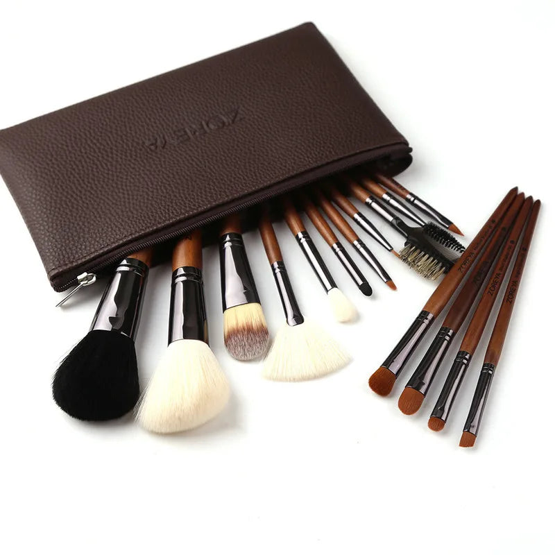 Zoreya 15-Piece Nylon Makeup Brush Set | Wood Handles Makeup Brush Set QXL