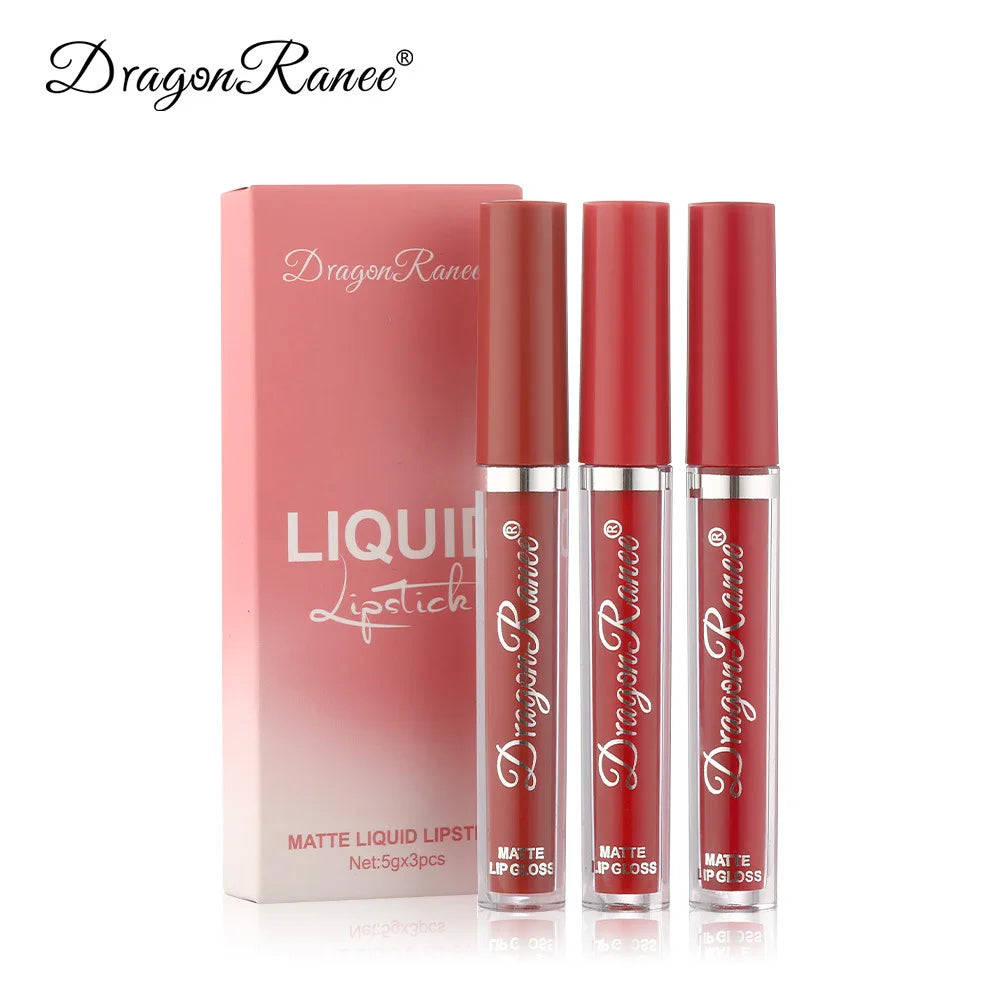 Dragon Ranee 3-Pc Velvet Matte Liquid Lipstick Set | Waterproof Liquid Lipstick Set QXL