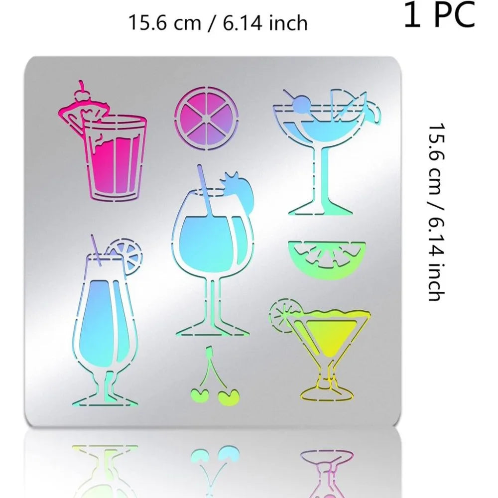 Summer Cocktail Metal Stencils | Stainless Steel Craft Templates Metal Craft Stencil QXL
