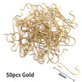 50-Pack Metal S-Hooks for Christmas Tree Ornament Hangers Ornament Hooks QXL Gold