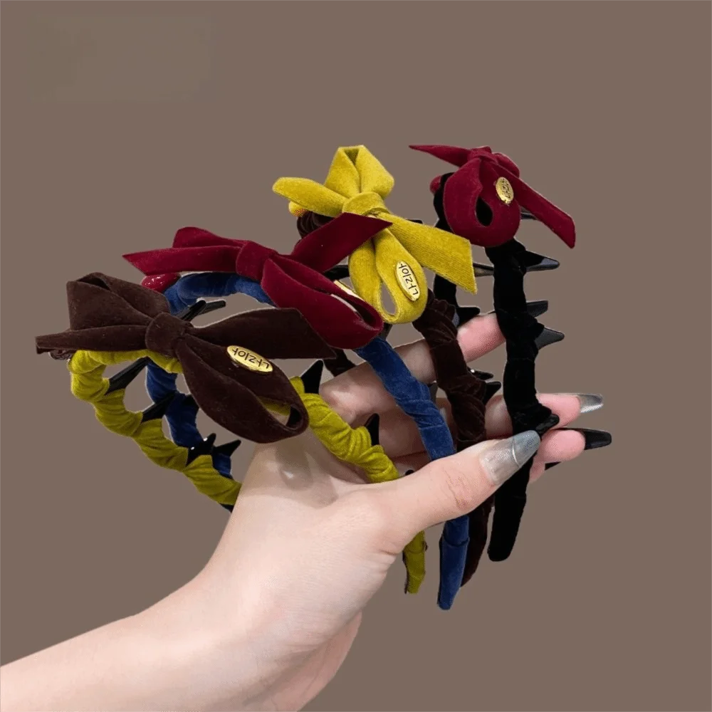 Flocking Bow Headband | Non-Slip U-Shaped Tooth Comb Bow Hair Headband QXL